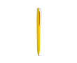 Pen van gerecycled kunststof met grote clip en blauwe inkt kleur geel