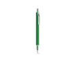 Pen van gerecycled aluminium met drukknop en blauwe inkt kleur groen