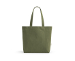 Tas van gerecycled katoen en RPET met lange handvatten 280 g/m2 kleur miliair groen