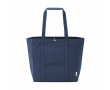 Boodschappentas van gerecycled katoen met drukknoop 360 g/m² kleur marineblauw