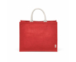 Gelamineerde jute boodschappentas met katoenen hengsels 20 L kleur rood