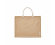 Gelamineerde jute boodschappentas met katoenen hengsels 20 L kleur naturel