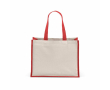 Shopper van gerecycled katoen en jute met lange hengsels 300 g/m² kleur rood
