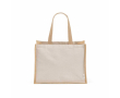 Shopper van gerecycled katoen en jute met lange hengsels 300 g/m² kleur naturel