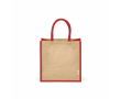 Gelamineerde jute boodschappentas met katoenen hengsels 16 L kleur rood
