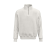 Unisex sweater van biologisch katoen met 1/4 rits 340g/m² kleur wit