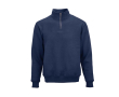 Unisex sweater van biologisch katoen met 1/4 rits 340g/m² Malibu kleur marineblauw