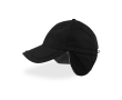 Winterpet van nylon met oorflappen en fleecevoering kleur zwart
