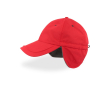 Winterpet van nylon met oorflappen en fleecevoering kleur rood