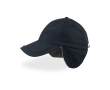 Winterpet van nylon met oorflappen en fleecevoering kleur marineblauw