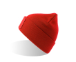 Dubbelgelaagde muts van gerecycled polyester met patch kleur rood