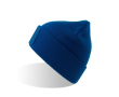 Dubbelgelaagde muts van gerecycled polyester met patch kleur koningsblauw