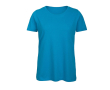 T-shirt van biologisch katoen voor dames met korte mouwen 140 g/m² B&C kleur aquamarijn