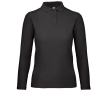 Katoenen polo met lange mouwen voor dames 180 g/m² B&C kleur zwart
