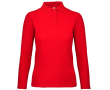 Katoenen polo met lange mouwen voor dames 180 g/m² B&C kleur rood
