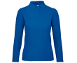 Katoenen polo met lange mouwen voor dames 180 g/m² B&C kleur koningsblauw