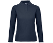 Katoenen polo met lange mouwen voor dames 180 g/m² B&C kleur marineblauw