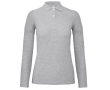 Katoenen polo met lange mouwen voor dames 180 g/m² B&C kleur lichtgrijs