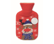 Warmwaterkruik met kersthoes met een capaciteit van 250 ml kleur rood
