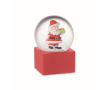 Kleine glazen bol met een kerstman erin en basis van polystone kleur rood