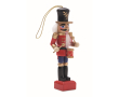 Houten kerstornament in de vorm van een kleine klassieke Notenkraker kleur rood