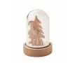 Kerstornament van hout in doorzichtige behuizing met LED-licht kleur hout