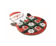 Kerstversie van drie-op-een-rij in houten bord met Santa kleur rood