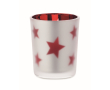 LED kaars in glazen pot met kerststerren kleur rood