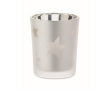 LED kaars in glazen pot met kerststerren kleur mat zilver