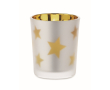 LED kaars in glazen pot met kerststerren kleur goud