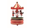 Mini houten muziekdoosje met draaiende kerstcarrousel kleur meerkleurig