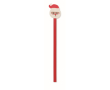 Potlood van populierenhout met kerstmotieven en gum kleur rood