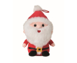 Kerstman knuffel van polyester met borduursel en ophanglus kleur rood