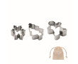 Set van 3 roestvrijstalen koekjesvormen met kerstfiguren kleur beige
