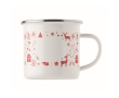 Metalen emaille kerstbeker met individuele doos 300 ml kleur wit