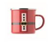Metalen mok met emaillelaag Kerstman en geschenkdoos 300ml kleur rood