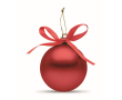 Kerstbal om op te hangen met lint, geleverd in een geschenkdoos kleur rood