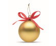 Kerstbal om op te hangen met lint, geleverd in een geschenkdoos kleur goud