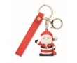 Plastic sleutelhanger met kerstmanfiguur en ring om op te hangen kleur rood