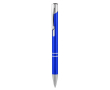 Balpen van gerecycled aluminium met drukmechanisme blauwe inkt kleur blauw