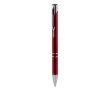 Balpen van gerecycled aluminium met drukmechanisme blauwe inkt kleur rood