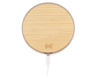 Draadloze oplader met rond bamboe detail - Bamboo kleur wit