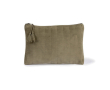 Fluwelen toilettas met verticale naden kleur taupe