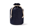 Ronde toilettas van denim stof met trekkoordsluiting kleur jeans blauw