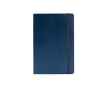 Notitieboek A5 van kunstleer met crèmekleurige geruite bladen kleur marineblauw