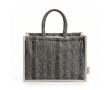 Tas van gerecycled katoen met brede bodem en zijvouw 530 g/m² kleur zwart