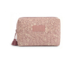 Toilettas van katoen en polyester met premium opdruk 220 g/m² kleur roze