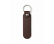 Langwerpige sleutelhanger van synthetisch leer met geschenkdoos kleur bruin