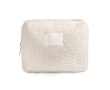 Polyester toilettas met sherpa-afwerking en rits 360 g/m² kleur naturel