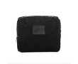 Polyester toilettas met sherpa-afwerking en rits 360 g/m² kleur zwart